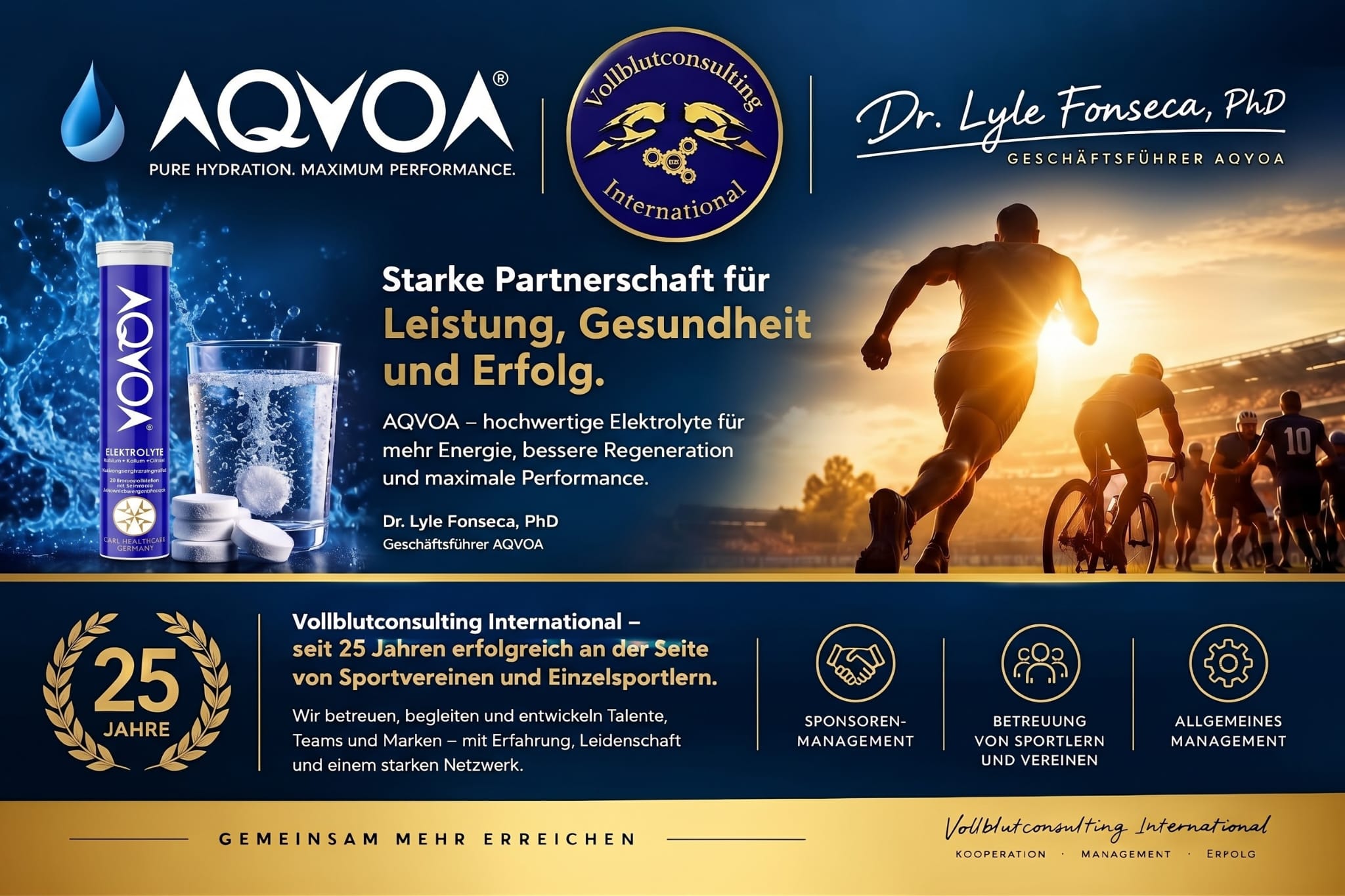 Partnerschaft AQVOA und Vollblutconsulting International — starke Partnerschaft für Leistung, Gesundheit und Erfolg